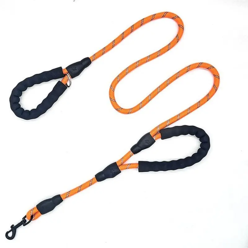 New (, 1.5M X 1.2Cm) Double Handle Reflective Dog Leash With Logo Orange Extra Large