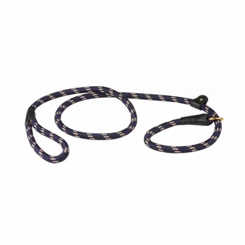 Weatherbeeta Rope Leather Slip Dog Lead - Navy/ - Brown Small