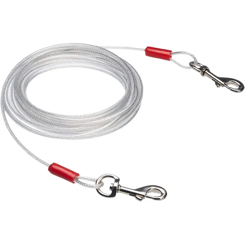 Amazon Basics Dog Tie Out Cable, up to 90 lbs, 25 feet, White