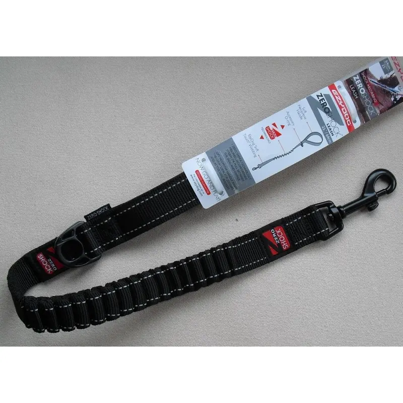 EZYDOG SHORT BLACK ZeroShock Lead - Long Zero Shock Dog Leash - 64cm (25"") BNWT