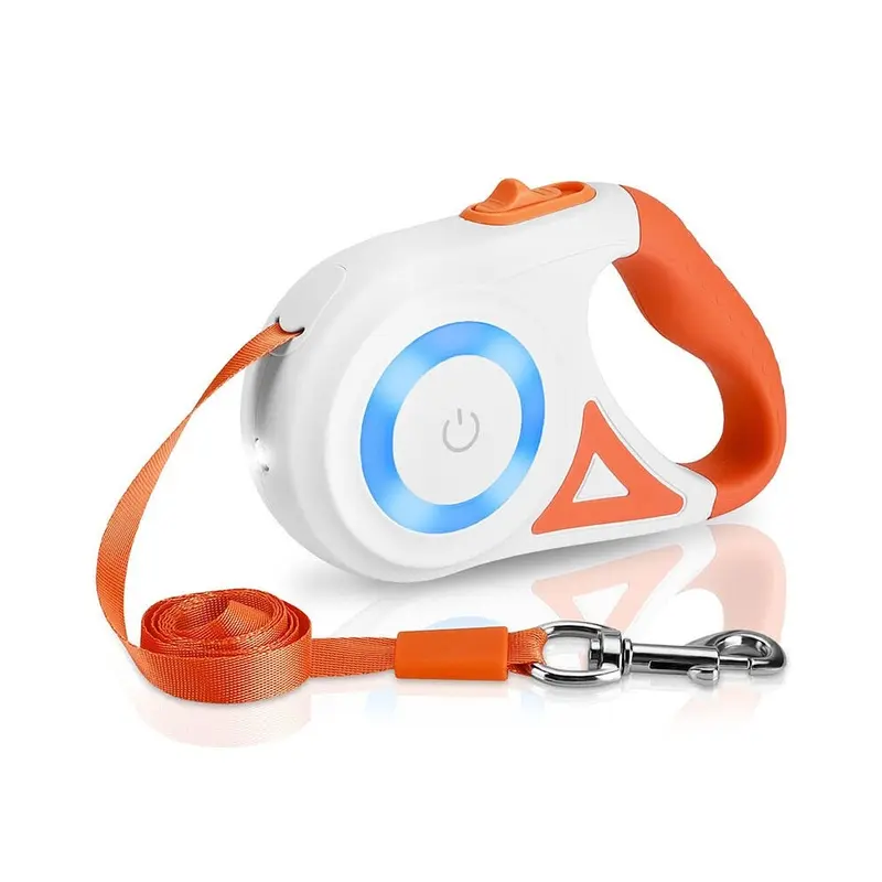Orange (, 3M) Heavy Duty Led Retractable Dog Leash 3M