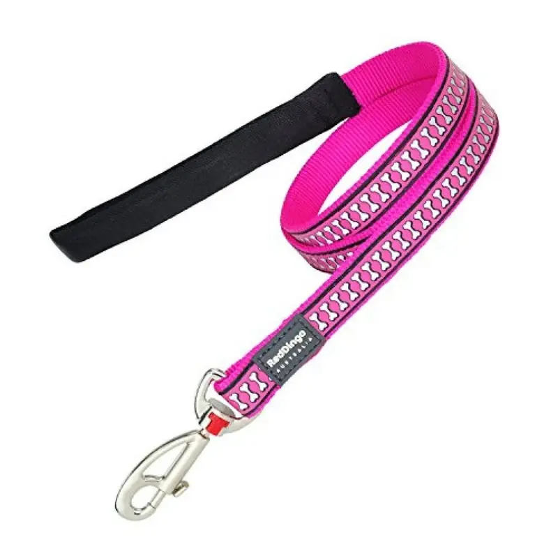 Red Dingo Pink,Red (S, Hot Pink) Flying Bones Reflective Dog Lead 1.2Cm