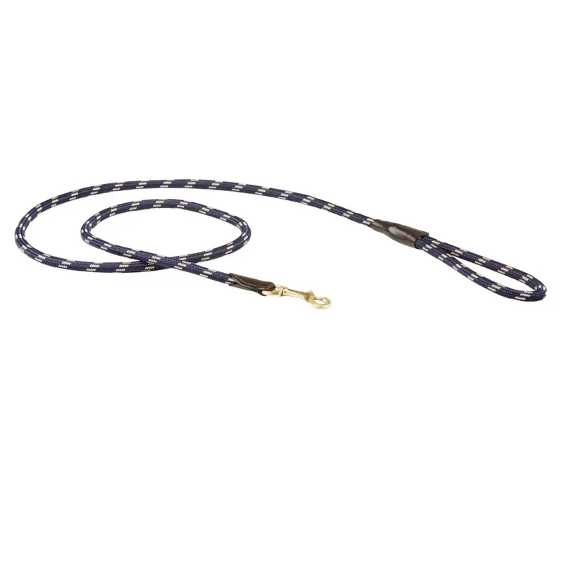 Weatherbeeta Brown (1.2M, Navy/Brown) Rope Leather Dog Lead 1.2M