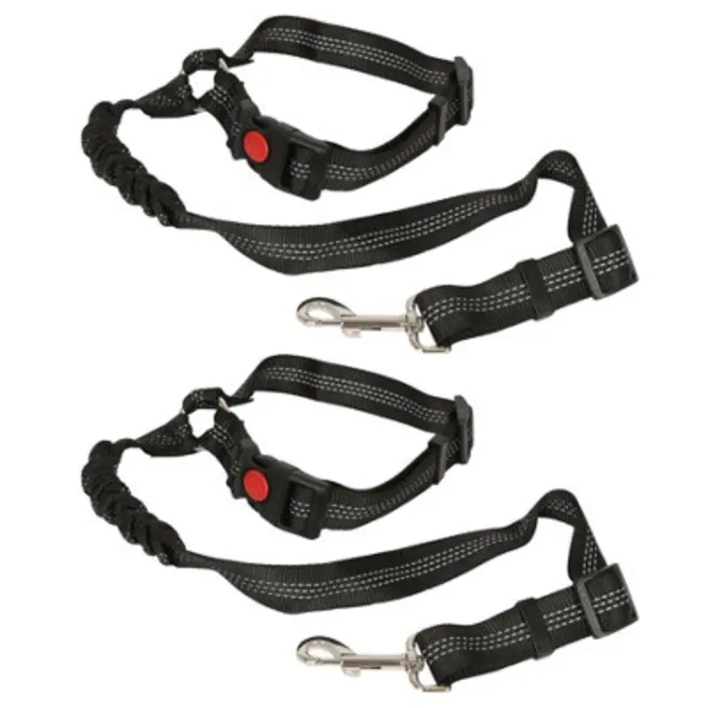 Ashley Black 2X Headrest Dog Seat Belts - 50-82Cm