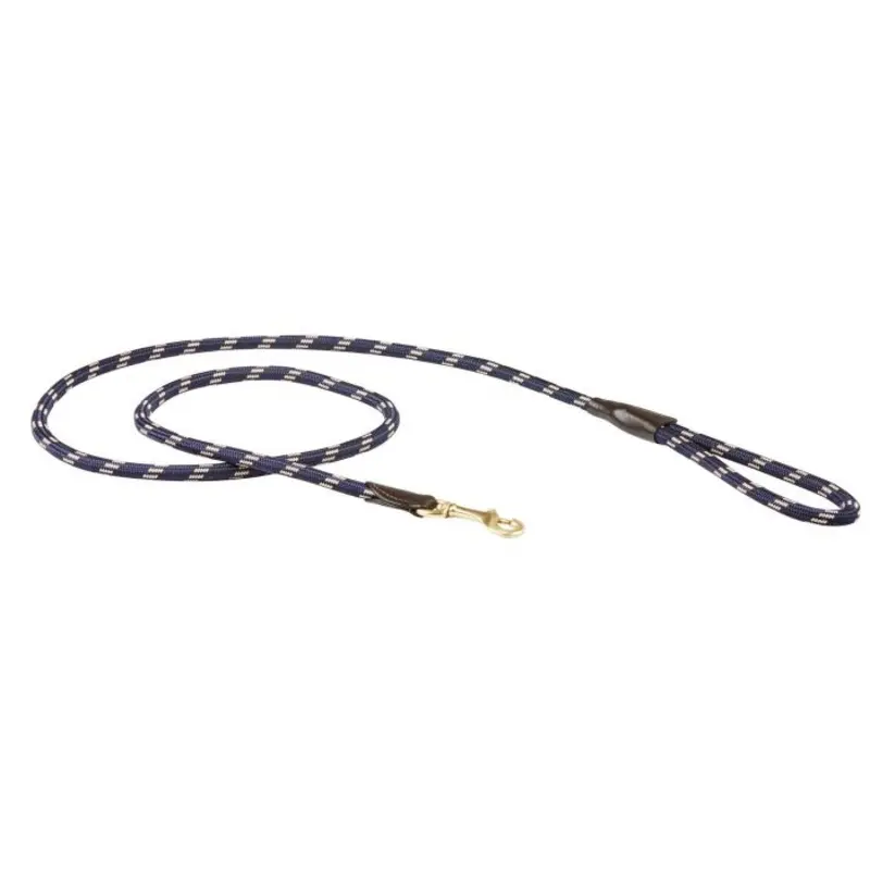 Weatherbeeta Rope Leather Dog Lead - Navy/ - Brown Medium