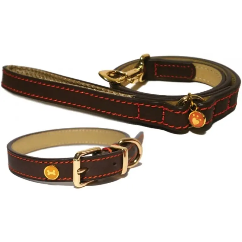 Rosewood Luxury Leather Dog Lead In - 40X3/4" Brown Size 40