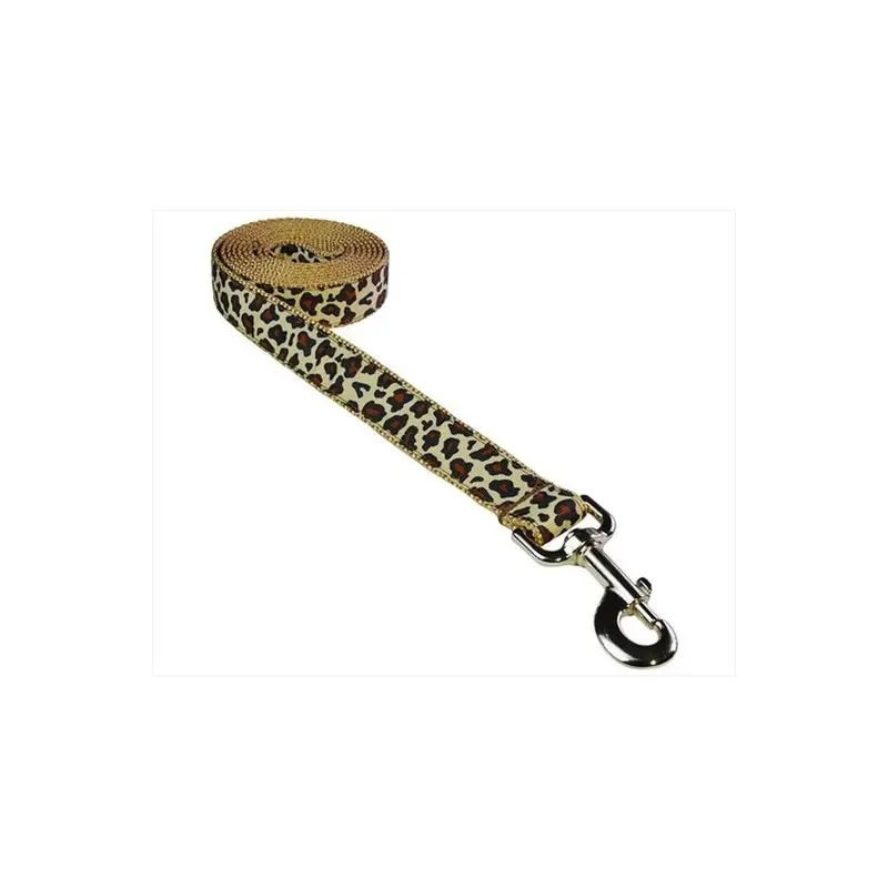 Sassy Dog Wear Leopard-Natural3-L 6 Ft. Leopard Dog Leash, Natural - Medium