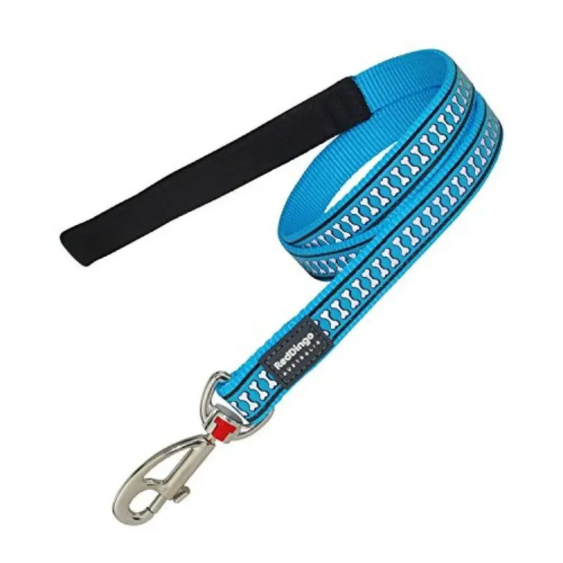 Red Dingo Green,Red (L, Turquoise) Flying Bones Reflective Dog Lead 1.2Cm