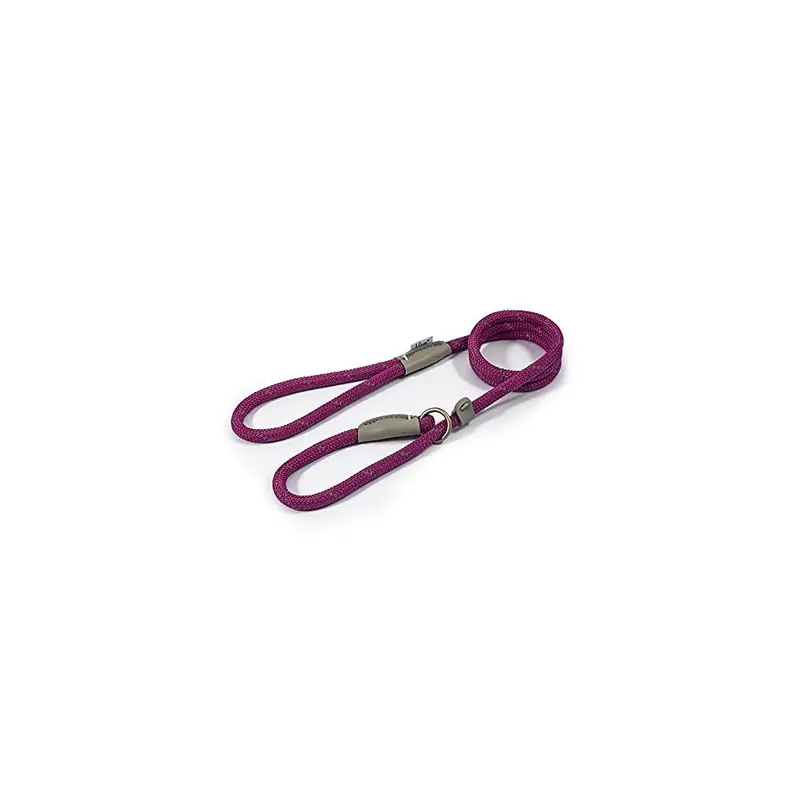 New Ancol Viva Reflective Rope And Real Leather Slip Lead. 120X 1Cm. Purple 1Cm