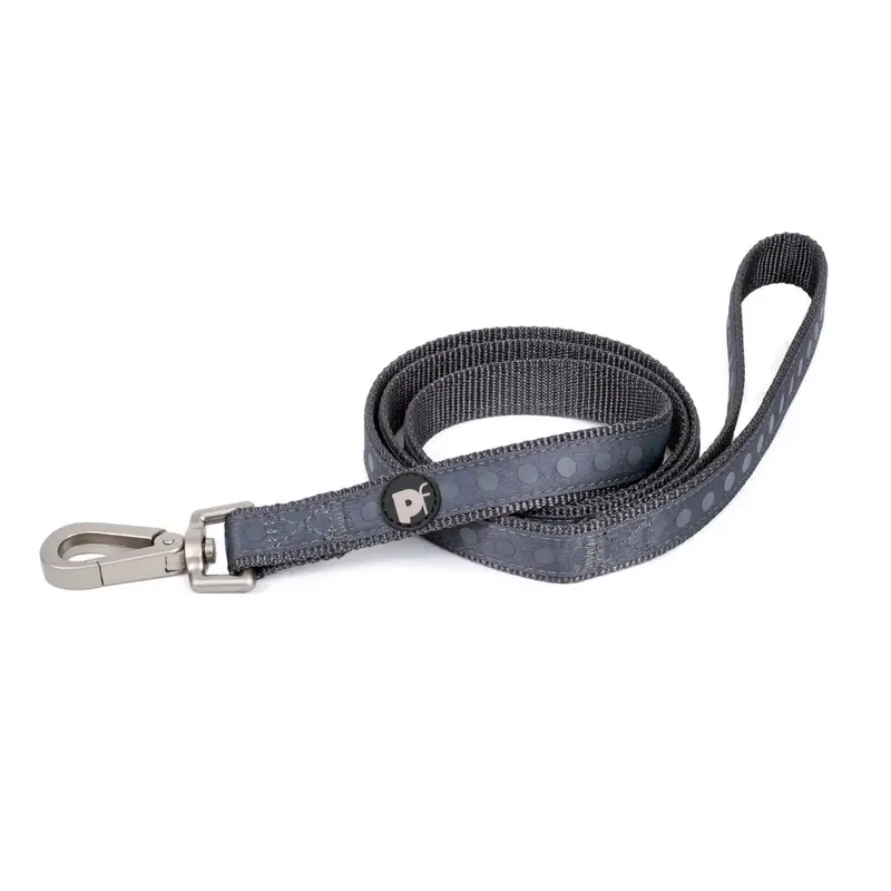 Petface Steel Tonal Dots Print Dog Lead, Medium, Grey