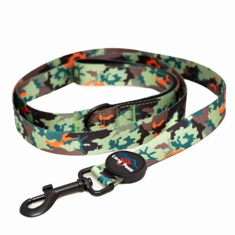 Long Paws Earth Friendly Camo Trig Point Leash Citrus Army Camo - 2.5Cm