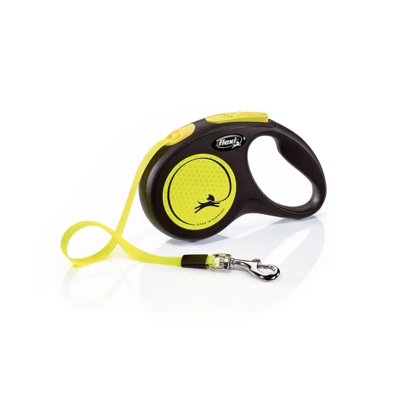 New Flexi (5M, ) Neon Retractable Dog Lead Yellow Small