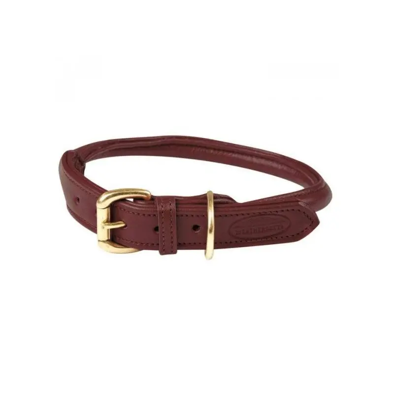 Weatherbeeta Rolled Leather Dog Collar - Maroon - Medium