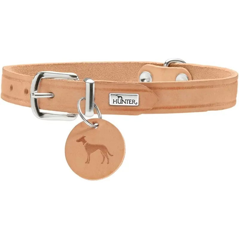 HUNTER Collar Aalborg, 47 Soft genuine cow leather, tan