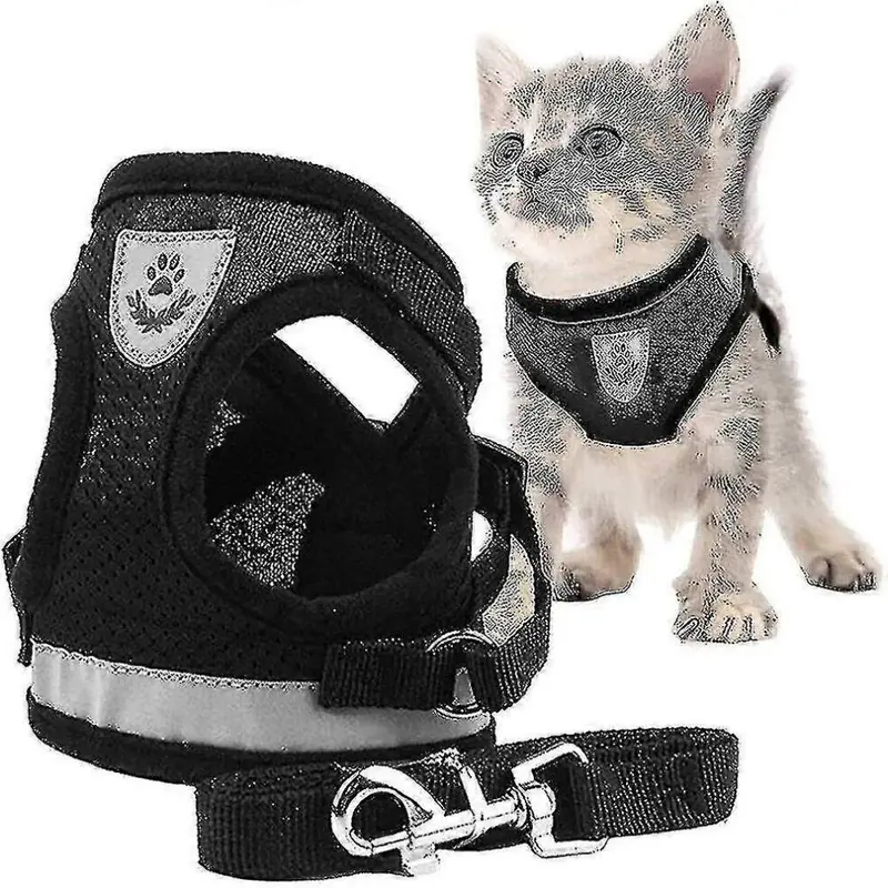 Kikidex Black (S, ) Cat Harness, Cat Harness Escape Proof