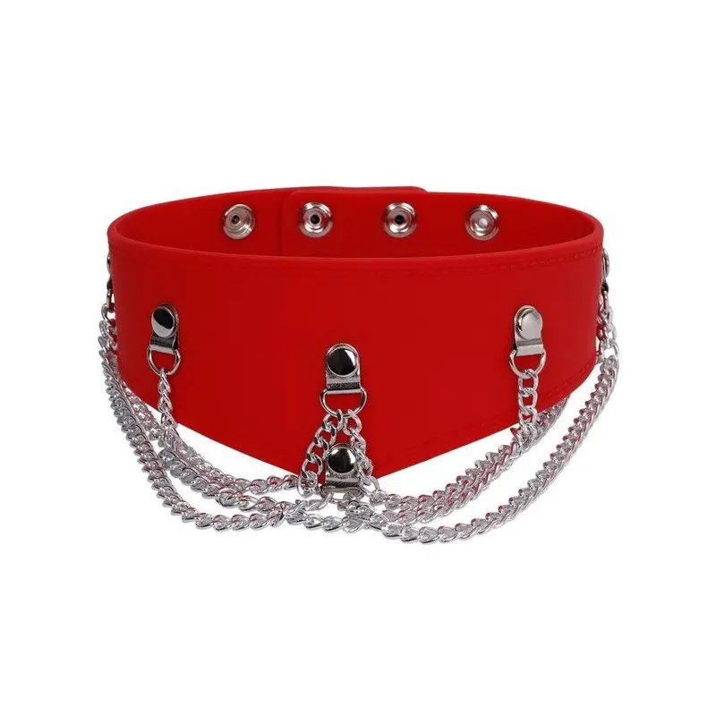 The Room Of Doom Black Silicone Collar With Chain Detail