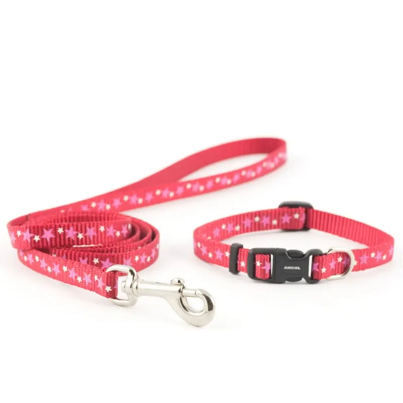 Ancol Red Bite Star Dog Collar & Lead Small