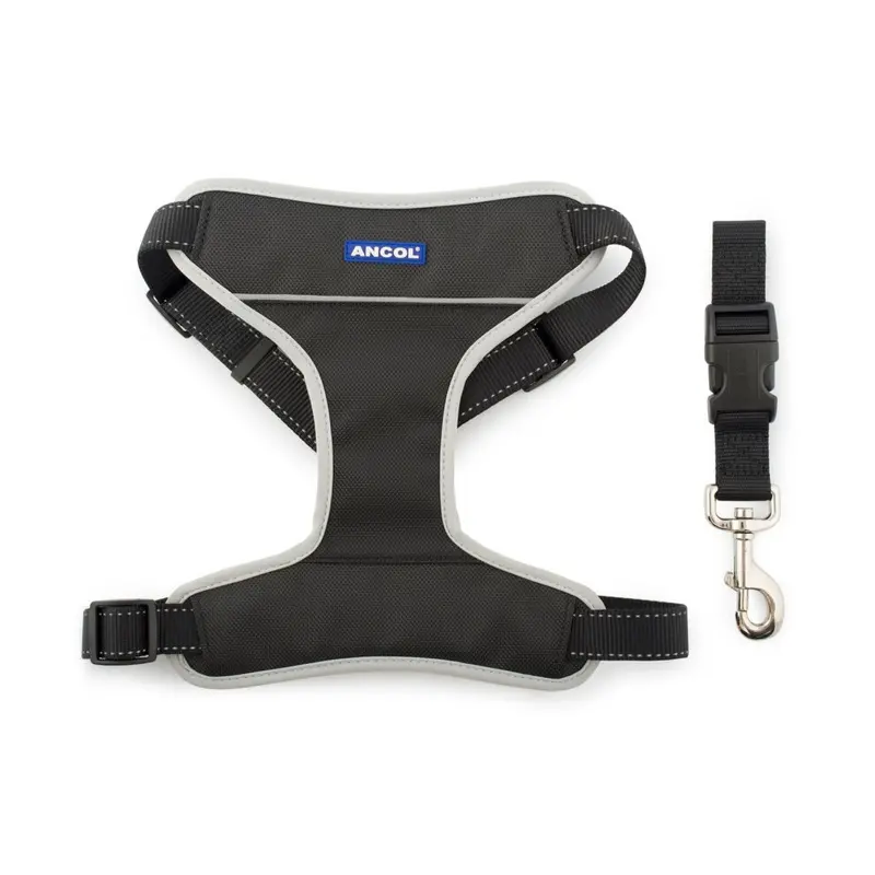 New Ancol Nylon Travel & Exercise Harness 37-58Cm Black 182500 Small