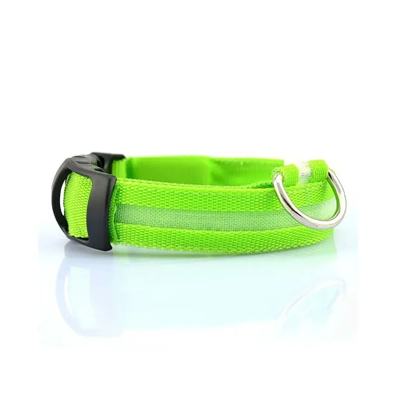 Multicoloured (Green, Led Dog Collar Pet Night Safety Bright Adjustable Small