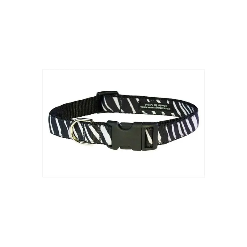 Sassy Dog Wear White,Black Zebra-White-Blk.3-C Zebra Dog Collar, Black & White - Medium