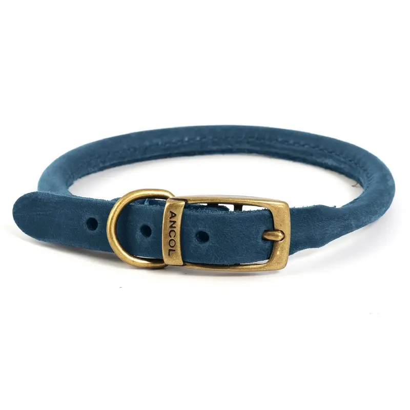 Ancol Blue Timberwolf Round Leather Dog Collar - : Extra Large