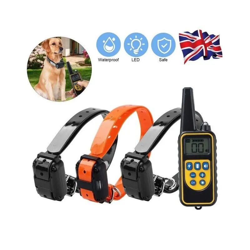 Black Pet Dog Training Collar Waterproof Rechargeable Electric Display 800M