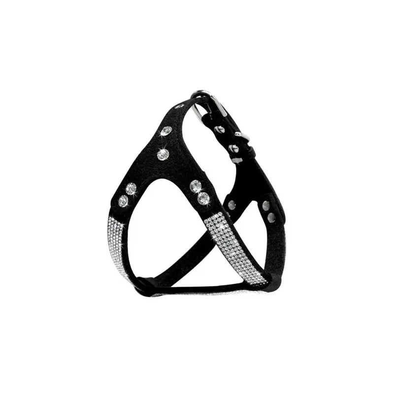 Geni-Store Black (, S) Soft Suede Leather Puppy Dog Harness