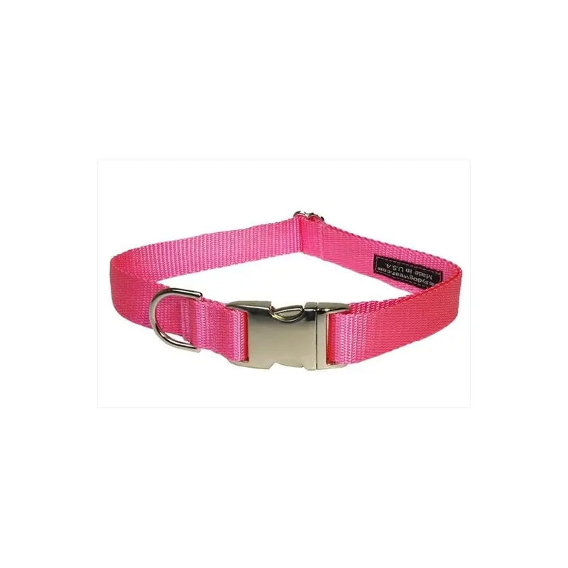 Sassy Dog Wear Pink Nylon & Aluminum Buckles Dog Collar, - Medium
