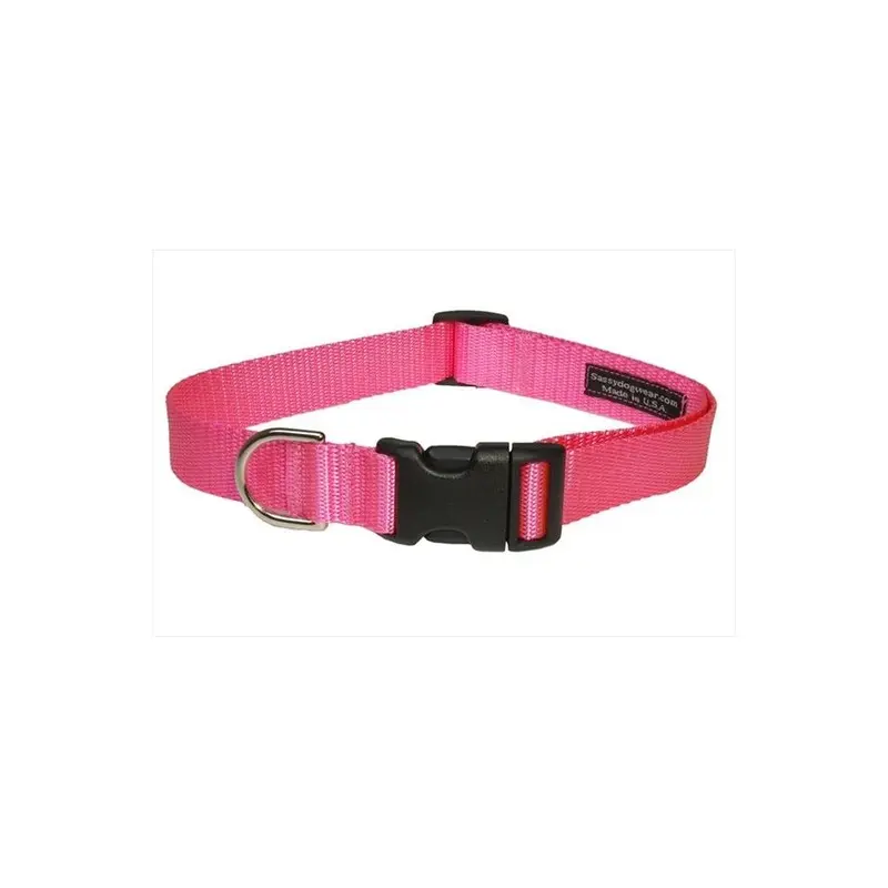 Sassy Dog Wear Pink Solid Med-C Nylon Webbing Dog Collar, - Medium