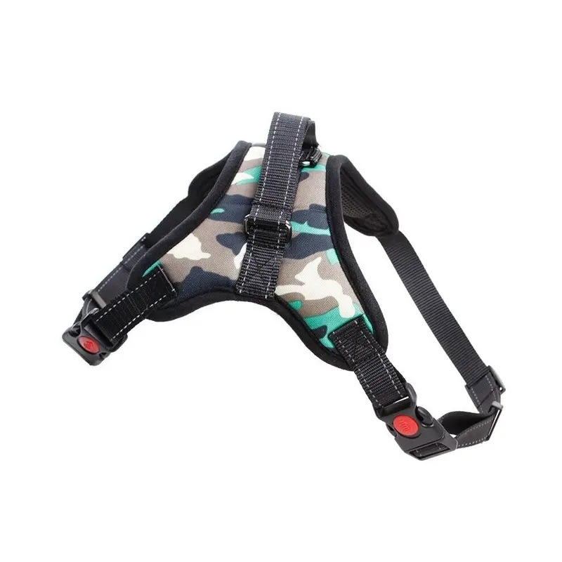 Multicoloured (Green Camouflauge) No Pull Adjustable Harness Leash Dog Pet Vest