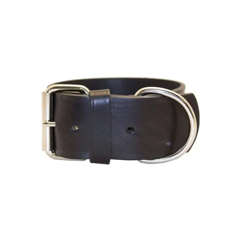 Catlady Black X 23 In. Latigo Leather 1 Ply Dog Collar, Size 2