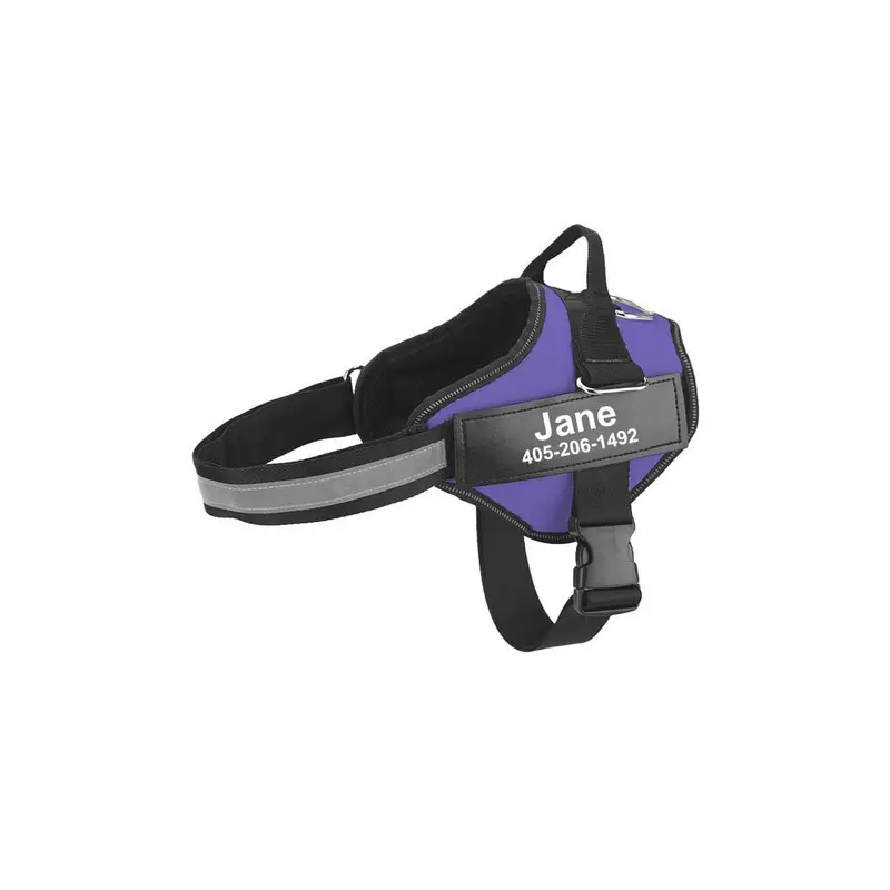 Greenzech Purple (Purple) Personalized Dog Harness Reflective Adjustable Pet Vest