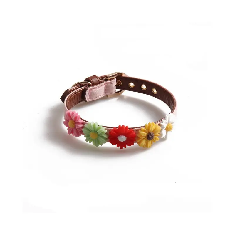 (StyleC) New Collar Pet Daisy Flower Element Multicolor Selection Can Adjusted Be