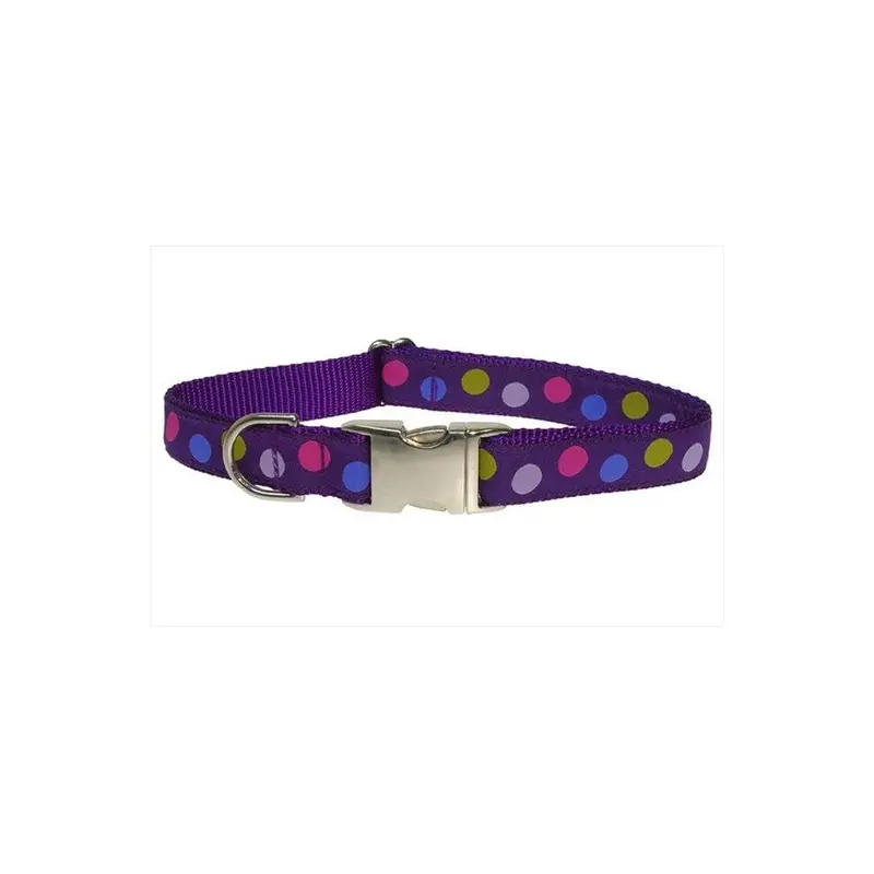Fly Free Zone,Inc. Purple Polka Dot-Multi4-C Dot Dog Collar, & Multi - Large