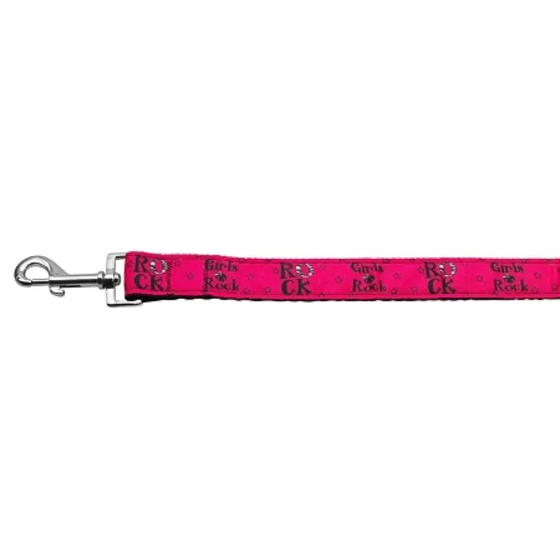Mirage Girls Rock Nylon Ribbon Dog Collar with Leash, 6 feet Length x 1-inch Width