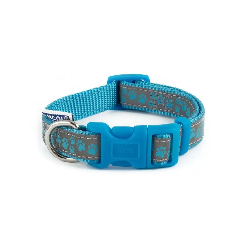 Ancol Fashion Adjustable Nylon Collar - Paw - 45-70Cm - 9 Blue Size 5