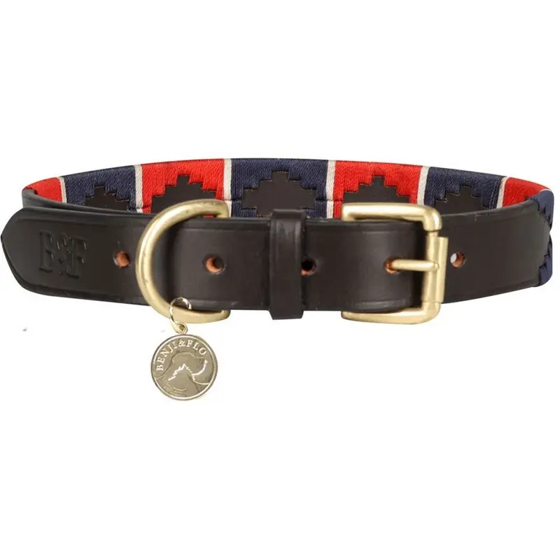 Benji & Flo Red/White (Xl - Neckline: 34Cm-65Cm, /Navy/White) Sublime Polo Leather Dog Collar