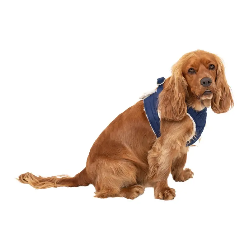 Pets At Home Quilted Shearling Vest Dog Harness Blue Large