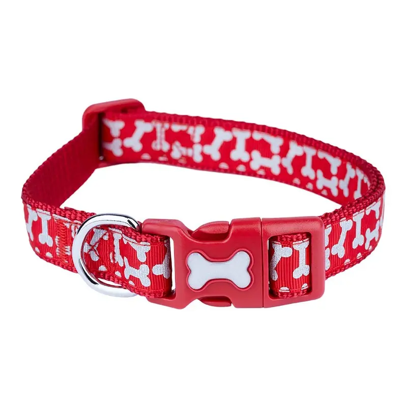 Pets At Home Reflective Bone Dog Collar Red Large/X Large
