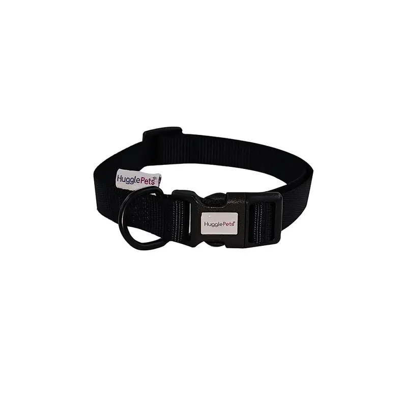 New Hugglepets , ) Adjustable Snappy Dog Collar Black 808005 Medium