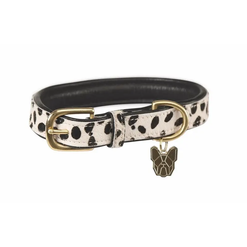 Digby & Fox White/Black (Xxl - Neckline: 56Cm-64Cm, ) Spotted Leather Dog Collar