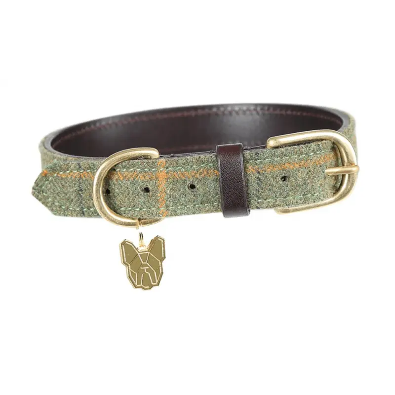 Shires Digby & Fox Tweed Dog Collar - Red/Yellow/Blue Check: XXL S