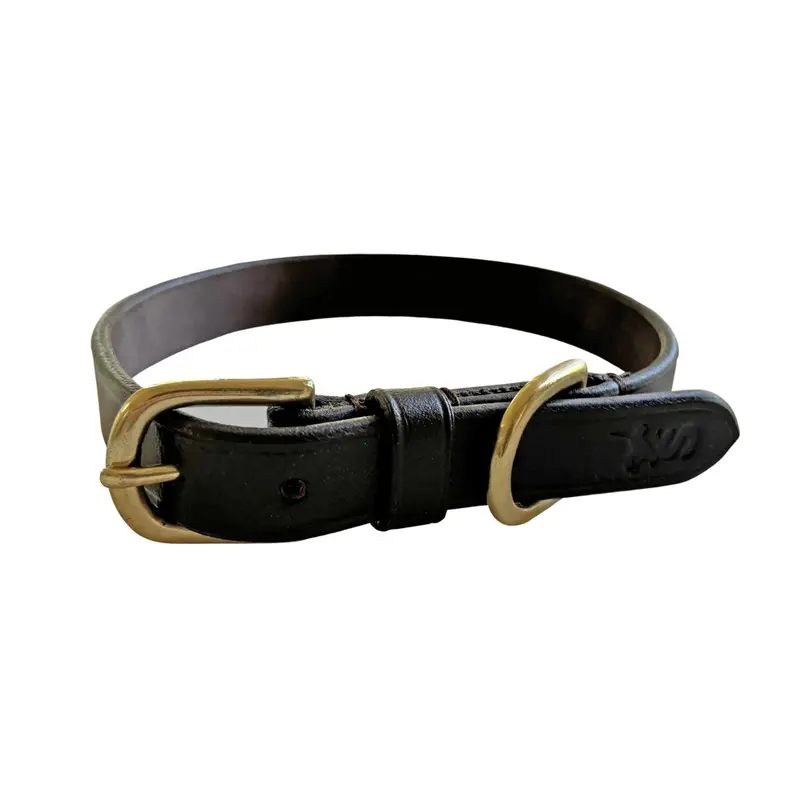 Sporting Saint Unisex Brown Leather Dog Collar - Tan Large