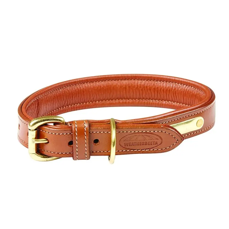 Weatherbeeta (Xs, Tan) Padded Leather Dog Collar