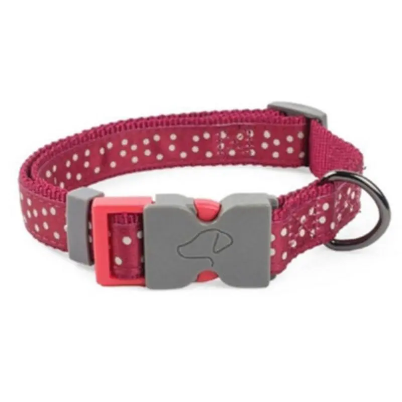 Zoon Walkabout Dog Collar - Large Polka Pot Burgundy