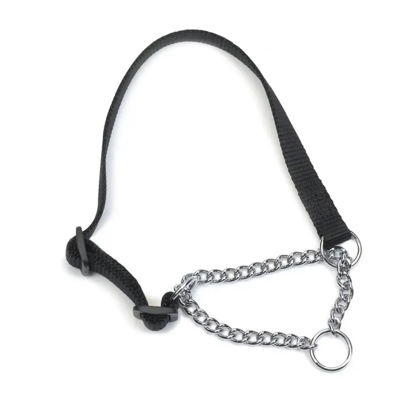 New Ancol Heritage Nylon & Chain Check Collar 10Mmx25-35Cm Sz1-2 Black 158610