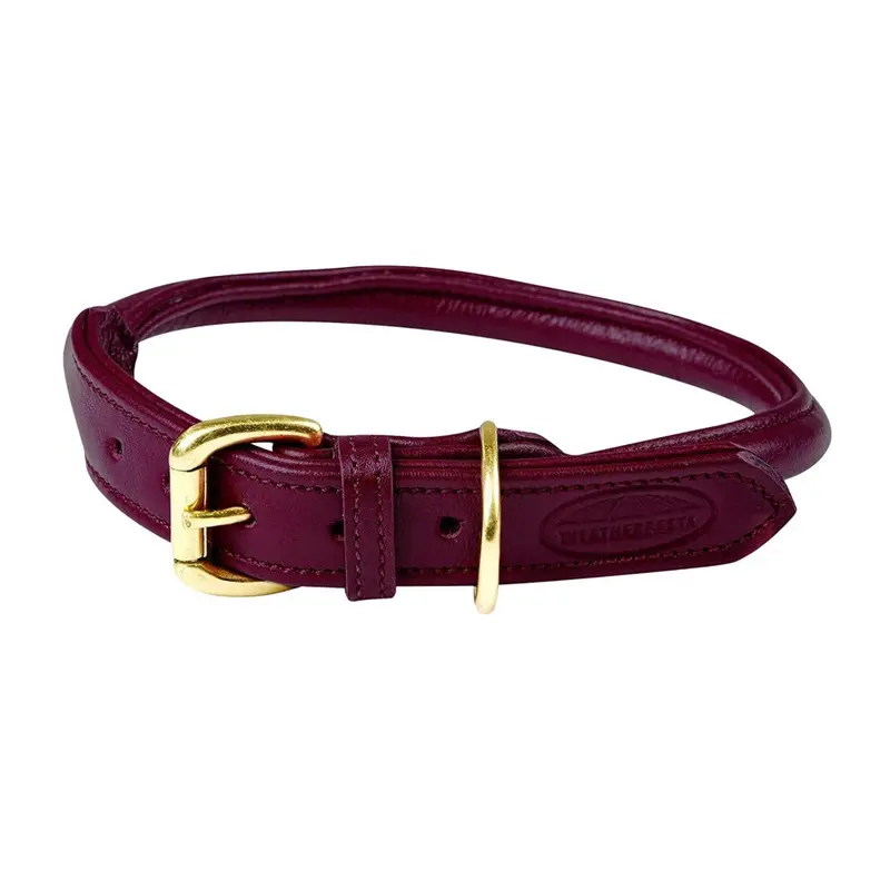 Weatherbeeta (L, Maroon) Rolled Leather Dog Collar