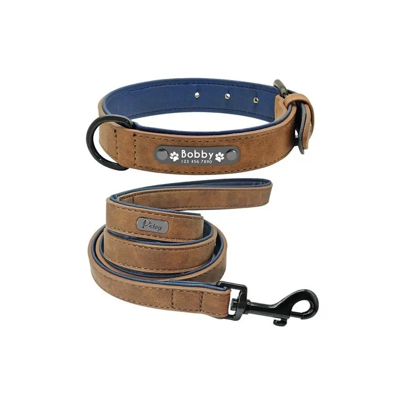 New Hod Pets (Coffee-Set, Xl) Suede Custom Dog Collar Leash Set Black