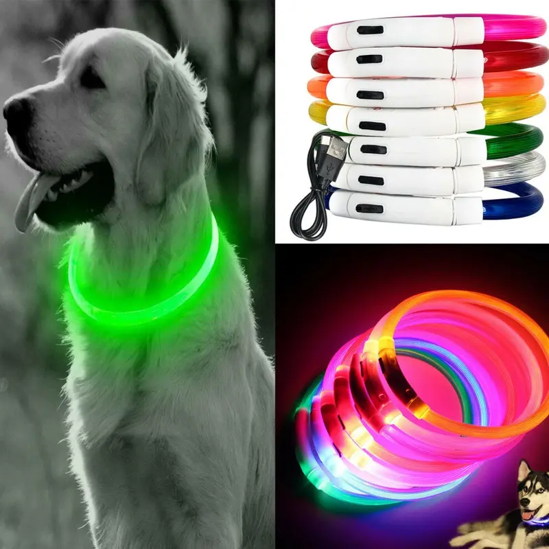 Ranpo Multicoloured (Multicoloured) Glowing Led Dog Collar Pet Safety Neck Ring Size 3