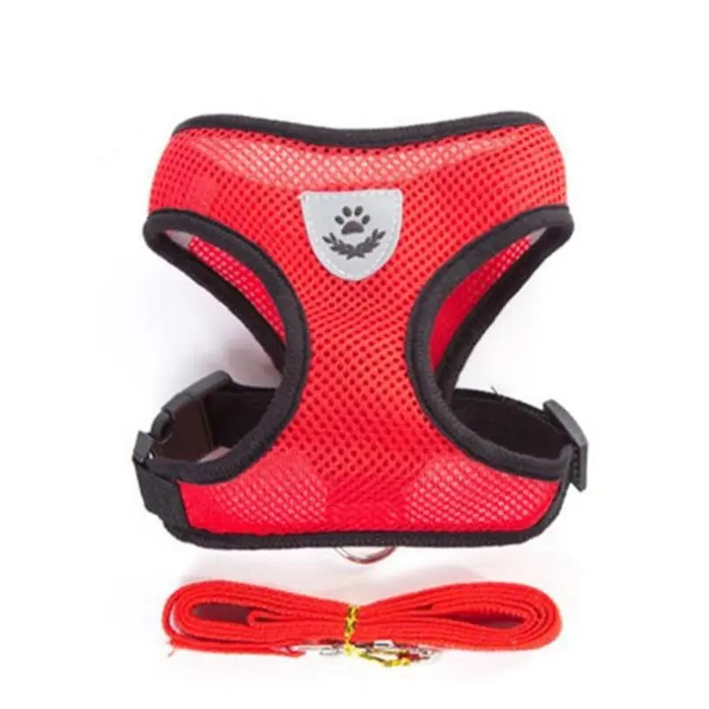 Red (S, ) Pet Leash & Harness For Cats & Dogs